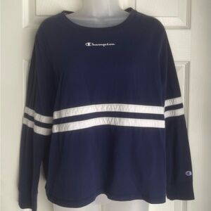 Champion Dark Blue Long Sleeve with White Stripes